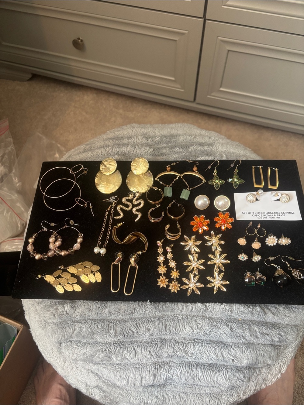 Assorted Gold-Tone Flower and Hoop Earrings Set - Women Jewelry VTN
